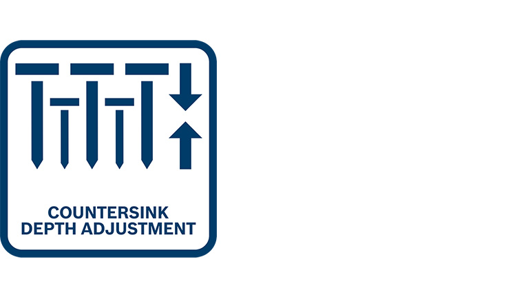 파란색 화살표와 선이 있는 깊이 조정 아이콘.