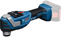 파란색 Bosch Professional 무선 드라이버가 흰색 배경 위에 놓여 있습니다.