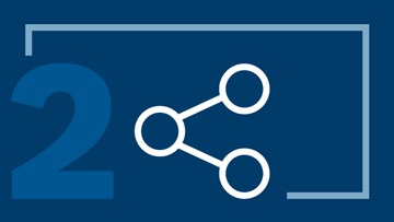 파란색 숫자 2와 흰색 공유 기호.