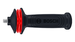흰색 배경에 빨간 링이 있는 검은색 Bosch Professional 손잡이.