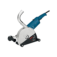 파란 손잡이가 달린 은색 Bosch Professional 전동 공구.