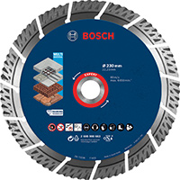 파란색 디자인과 회색 이빨이 있는 Bosch Professional 다이아몬드 블레이드.