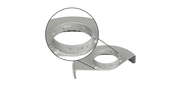 은색 Bosch Professional 도구 홀더, 컷아웃 및 클립 포함.