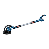 파란색 Bosch Professional 앵글 그라인더가 검은 배경 위에 놓여 있습니다.