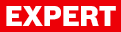 흰색 배경에 빨간 EXPERT 로고, 선명하고 강력한 글자.