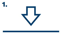 파란색 화살표 기호가 선 위로 아래를 가리킵니다.