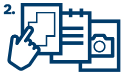 한 손이 화면의 그래픽 이미지에 탭합니다.