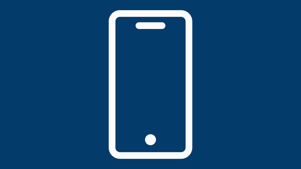 파란 배경에 흰색 스마트폰이 있습니다.