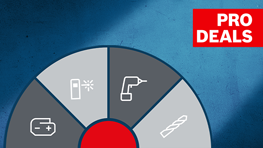 파란 배경에 도구 아이콘이 있는 둥근 다이얼.