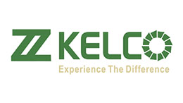 녹색 글씨와 그래픽 요소가 있는 Kelco 로고입니다.