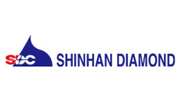 Shinhan Diamond의 파란색과 빨간색 로고, 독특한 삼각형 디자인이 특징입니다.