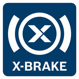 X-Brake 파란색과 흰색의 X-BRAKE가 있는 Bosch Professional 로고.